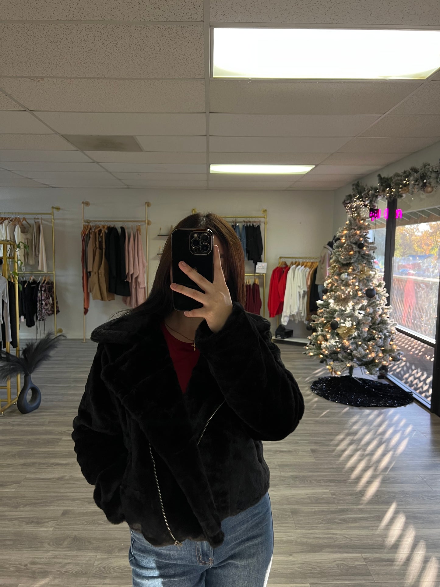Fur moto jacket