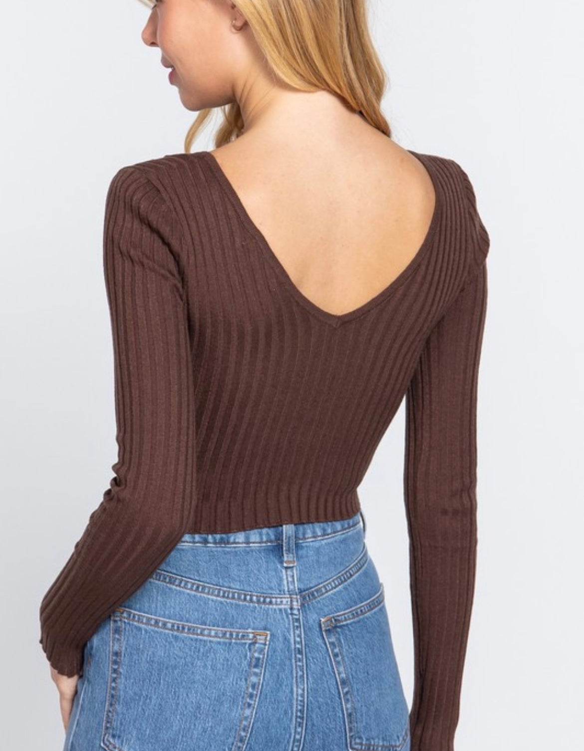 V-Neck ribbed crop sweater