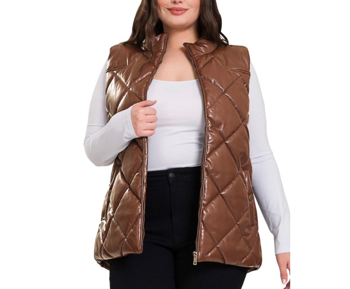 Chocolate latte puffer vest