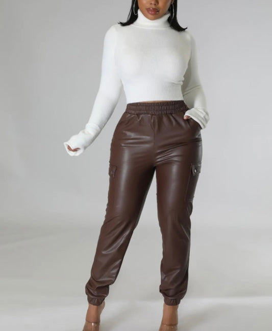 Heather Leather Joggers